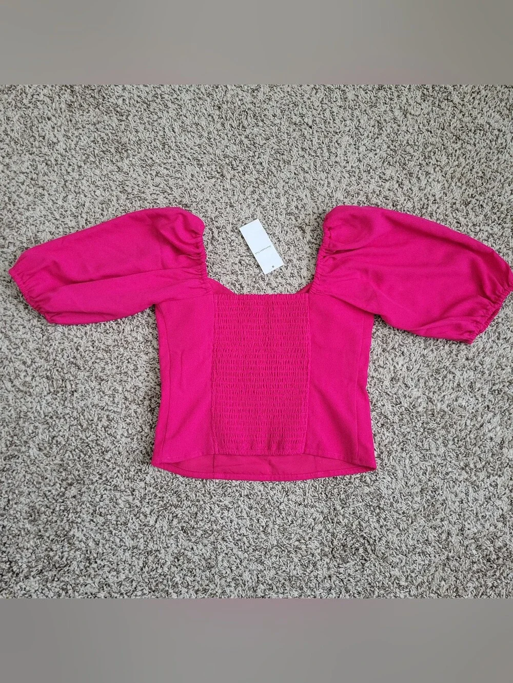 Abercrombie & Fitch Blouse Shirt Top Pink Sweetheart Puff Sleeve Boho XS NWT